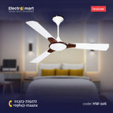 Hindware Magnum Art 56" Luxury Ceiling Fan – Pearl White with Walnut Wood Finish (HW-106)