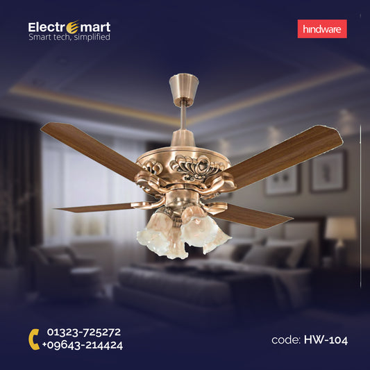 Hindware Venus 48" Decorative Ceiling Fan with Lights – Antique Copper Finish (HW-104)