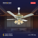 Hindware Venus 48" Decorative Ceiling Fan with Lights – Glossy White Finish (HW-05)