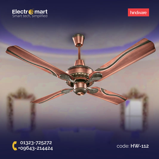 Hindware Zuri 52" Ceiling Fan | Copper 2-Tone, 4 Blades, Antique Finish, High Air Delivery (HW-112)