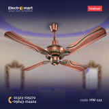 Hindware Zuri 52" Ceiling Fan | Copper 2-Tone, 4 Blades, Antique Finish, High Air Delivery (HW-112)
