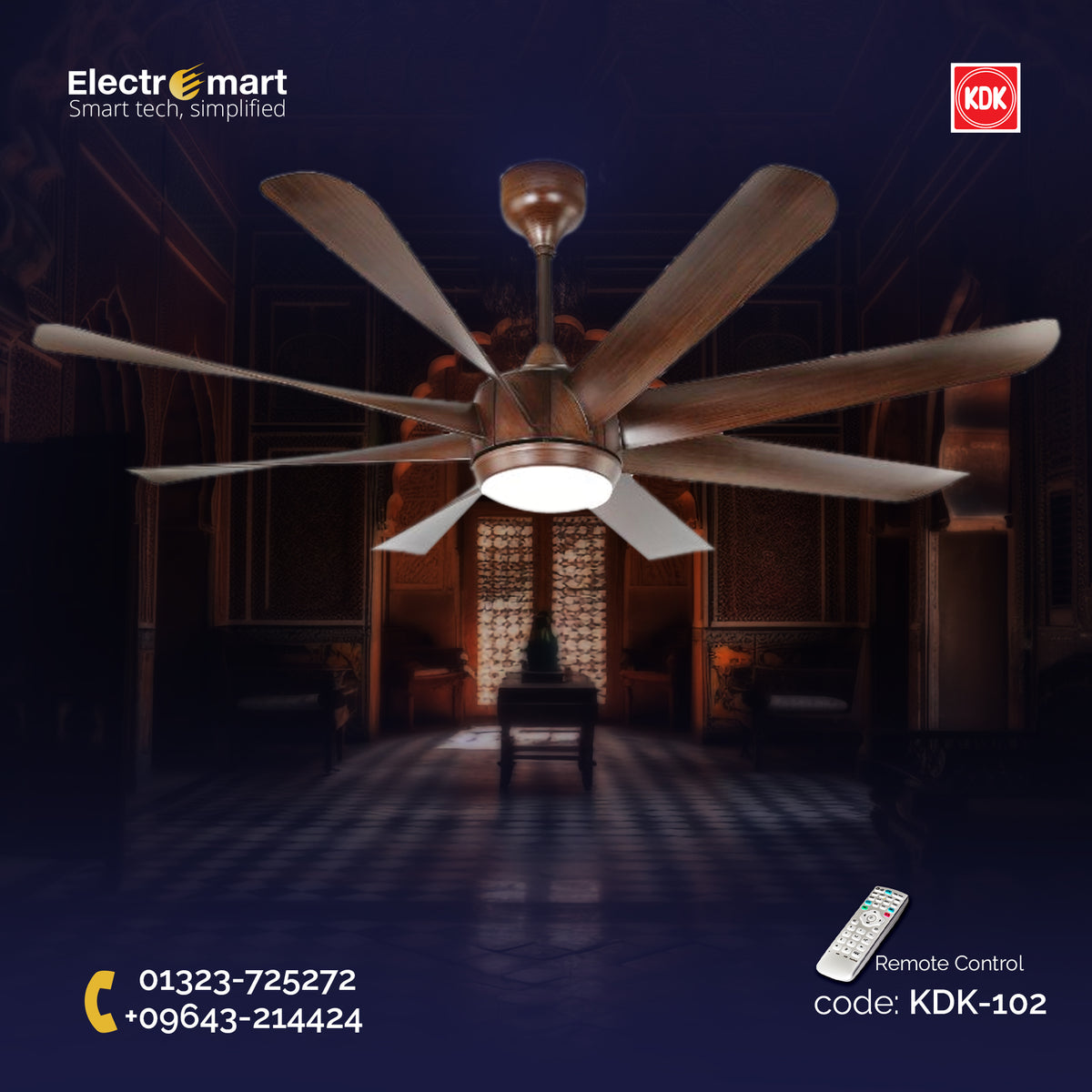 KDK 8 Blades 62″ Ceiling Fan - Dark Wood (KDK-102)