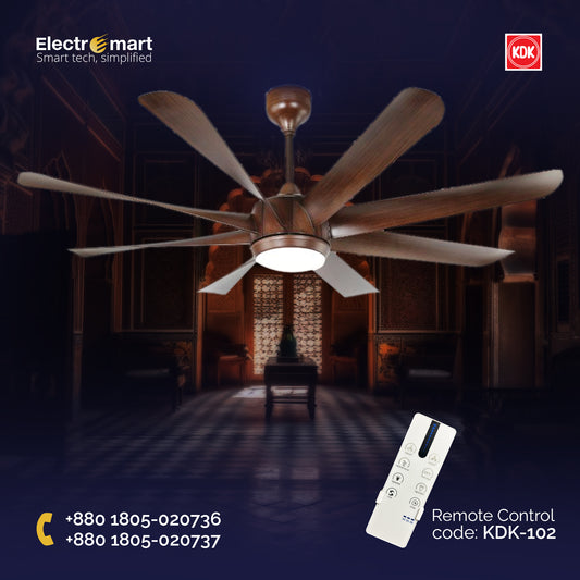 KDK 8 Blades 62″ Ceiling Fan - Dark Wood (KDK-102)
