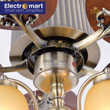 Luxara Heritage 48" – Traditional 5-Blades Solid Wood Chandelier Fan with Antique Bronze Finish & Triple E27 Glass Lampshade (LXC-102)