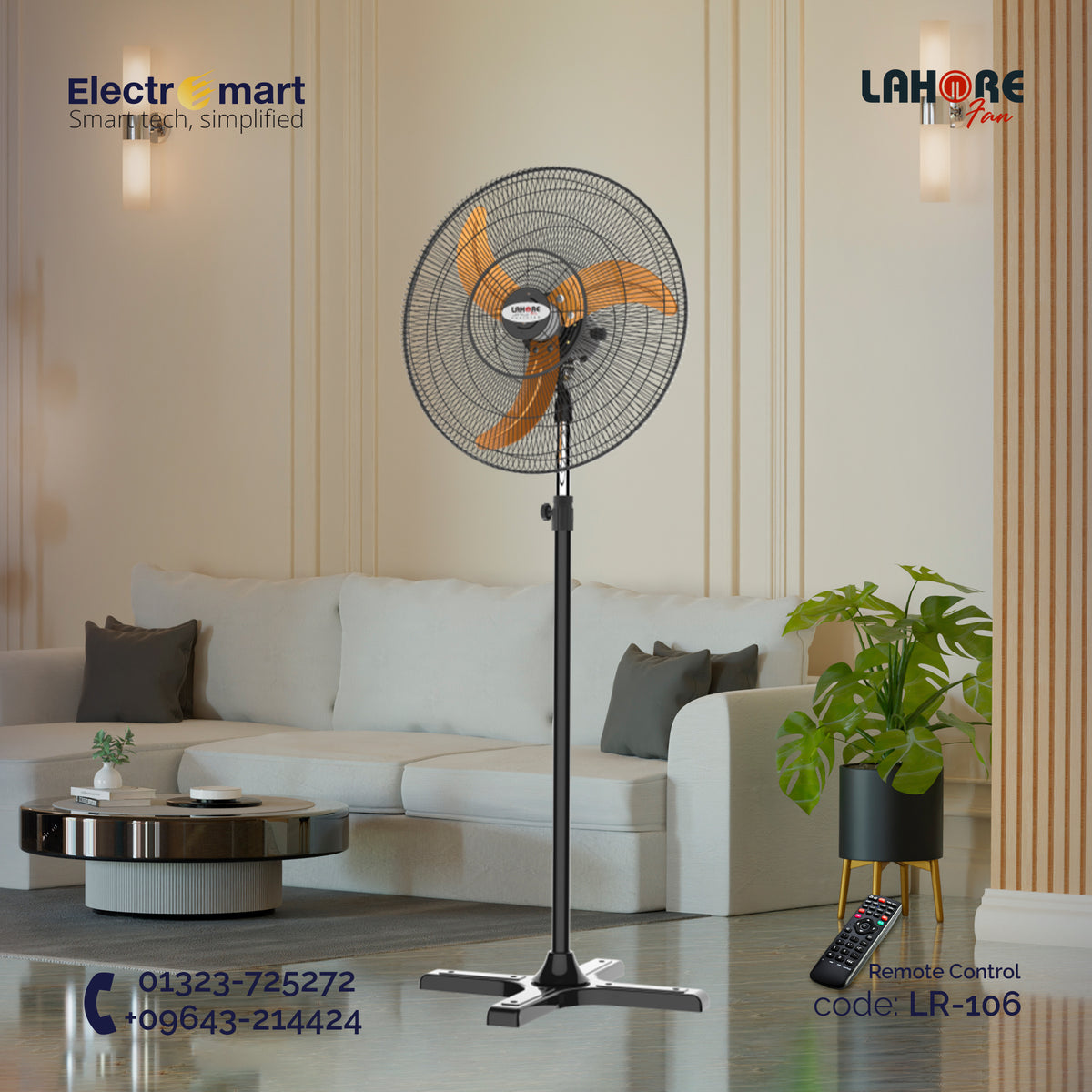 Lahore Luxury 24" Pedestal Fan (Black) | Electroemart – Premium Cooling Power
