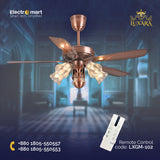 Luxara Grand Majestic 5 Blade 52" – Antique Bronze BLDC Ceiling Fan with Handcrafted Floral Glass Undelight and Remote Control (LX-GM-102)