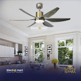 Luxara Cyclone 66" – Ultra-Sleek 6-Blades Performance Ceiling Fan with Integrated LED & High-Torque Motor (Brushed Silver Edition) LXC-104