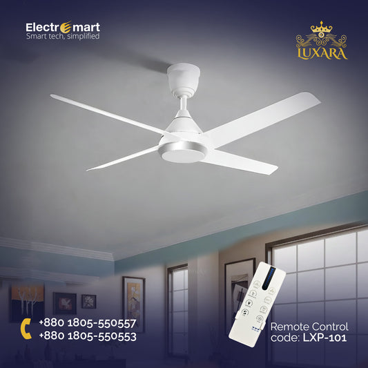 Luxara Prism 52" – Premium 4-Blades Smart DC Ceiling Fan with 3-Tone LED & Multi-Platform Smart Control (LXP-101)