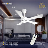 Luxara Elixir 52" – Ultra-Modern 5-Blades BLDC Ceiling Fan with 3CCT Smart LED & Remote Control (Arctic White Edition) LXE-101