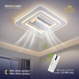 Luxara Matrix – Modern Geometric Flush Mount Ceiling Fan with Multi-Tier LED Lighting. (Square,LX-MX-103)