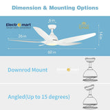 Luxara ZenAir 60" – Ultra-Modern 5-Blades BLDC Ceiling Fan with Smart 3-Tone LED & Remote Control (Arctic White Finish) LXZ-101