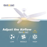 Luxara ZenAir 60" – Ultra-Modern 5-Blades BLDC Ceiling Fan with Smart 3-Tone LED & Remote Control (Arctic White Finish) LXZ-101