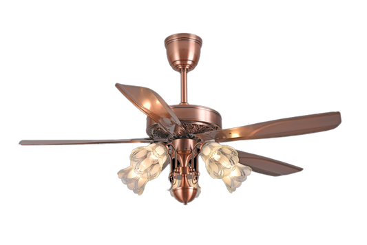 Luxara Grand Majestic 5 Blade 52" – Antique Bronze BLDC Ceiling Fan with Handcrafted Floral Glass Undelight and Remote Control (LX-GM-102)