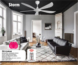 Storm 56" Smart Ceiling Fan (Matt White, 5 Blades) – BLDC Motor 6-Speed Remote Control Ceiling Fan
