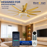 Luxara Lumina 76" 10-Blade Crystal Chandelier Ceiling Fan with Dimmable LED Under-Light & Digital Display Remote