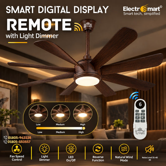 Luxara Grandeur 62 inch ultra silent BLDC ceiling fan with smart remote and light dimmer