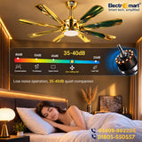 Luxara Grandeur Premio 8 Blade 62" Ceiling Fan – Ultra-Silent BLDC Motor, ABS Aero-Blades with Dimmable Tri-Color LED Under Light & Remote Control (24K Royal Gold), LXGDRP-905