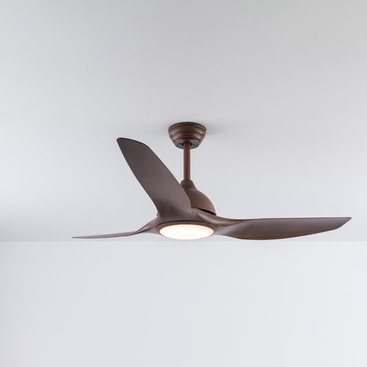 Aero Wood UL Roverr 52" Smart Ceiling Fan (Dark Wood, 3 Blades) – Tuya WiFi BLDC Motor LED Dual Light Ceiling Fan