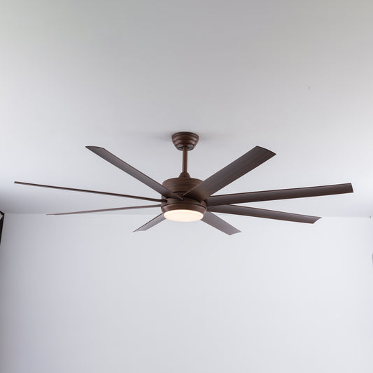 Cool Breeze UL 66" Smart Ceiling Fan (Dark Wood, 8 Blades) – Tuya WiFi BLDC Motor LED Dual Light Ceiling Fan