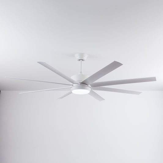 Cool Breeze UL 66" Smart Ceiling Fan (White, 8 Blades) – Tuya WiFi BLDC Motor LED Dual Light Ceiling Fan