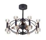 Chandelier Ceiling Fan – Breeze Lux 3 Blade 22" with Crystal Lampshade & Remote (BL-132, Black, Coffee Blades)