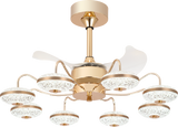 Chandelier Ceiling Fan – Breeze Lux 3 Blade 22" with LED Light & Remote (BL-133, Gold Body & Frosted Blades)