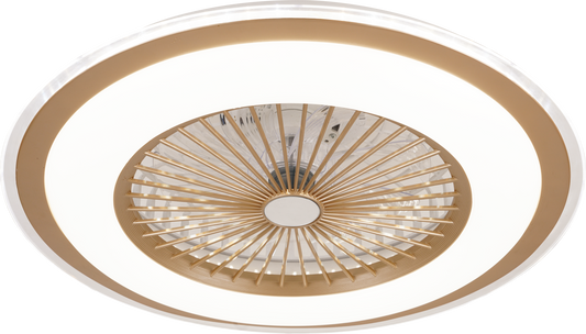 Chandelier Ceiling Fan – Breeze Lux 3 Blade 36" with LED Light & Remote (BL-139, Gold Body & Transparent Blades)