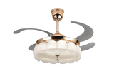 Chandelier Ceiling Fan – Breeze Lux 4 Blade 48" with Crystal Lampshade & Remote (BL-105, S-Gold, Transparent Blades, 96W LED)