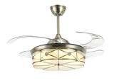 Chandelier Ceiling Fan – Breeze Lux 4 Blade 48" with Glass Lampshade & Remote (BL-135, Antique Bronze, Transparent Blades)