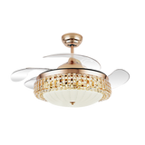 Chandelier Ceiling Fan – Breeze Lux 4 Blade 48" with Glass Lampshade & Remote (BL-136, S-Gold, Transparent Blades)