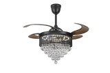 Chandelier Ceiling Fan – Breeze Lux 4 Blade 48" with Crystal Lampshade & Remote (BL-137, Black, Coffee Blades)