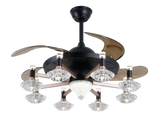 Chandelier Ceiling Fan – Breeze Lux 4 Blade 48" with Glass Lampshade & Remote (BL-143, Black & Gold, Coffee Blades)