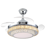 Chandelier Ceiling Fan – Breeze Lux 4 Blade 48" with Crystal Lampshade & Remote (BL-148, Chrome, Transparent Blades)