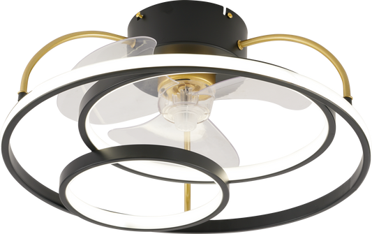 Chandelier Ceiling Fan – Breeze Lux 4 Blade 36" with LED Light & Remote (BL-150, Black & Gold, Transparent Blades, 360° Rotation)