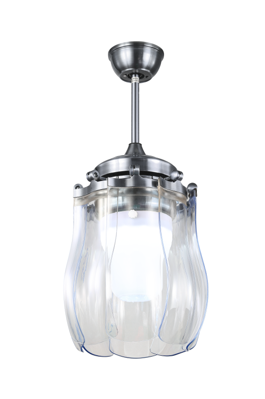 Chandelier Ceiling Fan – Breeze Lux 8 Blade 42" with LED Light & Remote (BL-138, Sand Nickel, Transparent Blades)