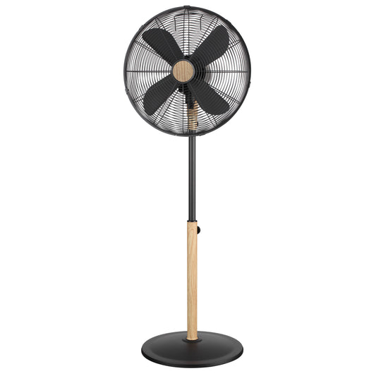 EnerGion Retro Wood 18" Tulip Stand Fan (Wood Finish) – 3-Speed, 50W Powerful Air Delivery – Premium Retro Design Fan