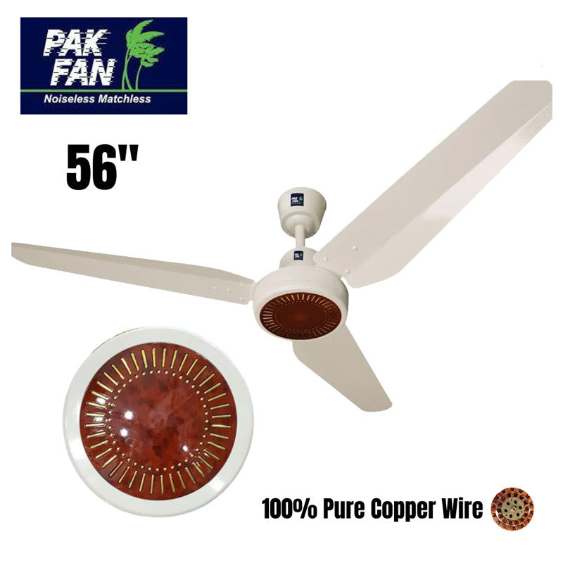 PAK Floral 56 inch Ceiling Fan (Off White, 3 Blades) with copper motor and elegant floral design – Price in Bangladesh