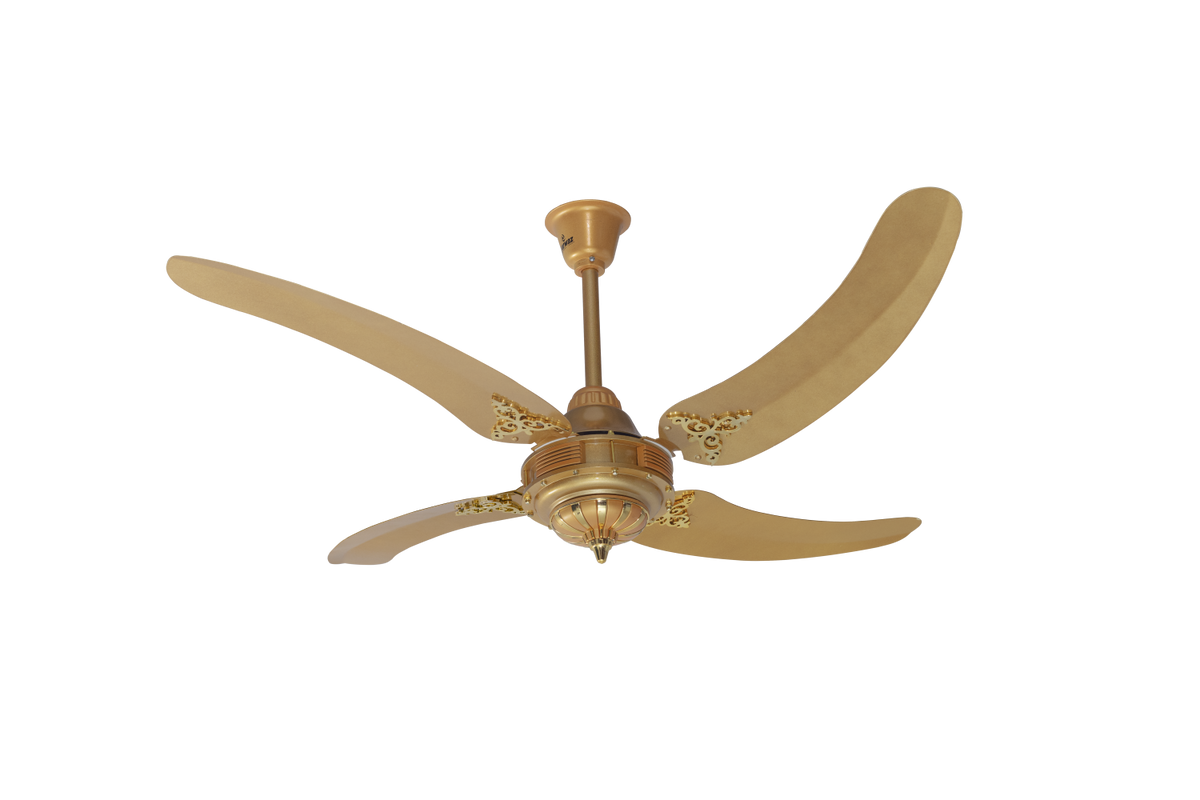 PARWAZ 56" Fortune 4-Blade Ceiling Fan (Golden)– 99.99% Copper Motor, 330 RPM High-Speed, Energy-Efficient Pakistani Ceiling Fan