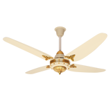 PARWAZ 56" Fortune Ceiling Fan (Off White with Golden) – 99.99% Copper Motor | 330 RPM High-Speed | Elegant Pakistani 4-Blade Ceiling Fan