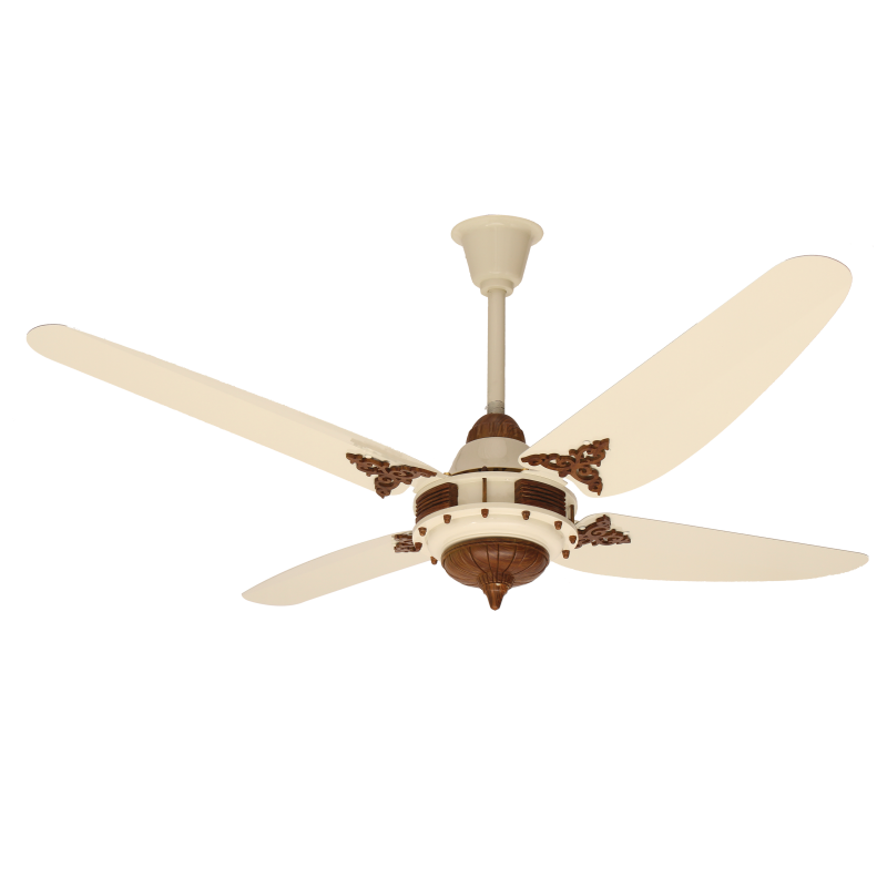 PARWAZ 56" Fortune 4-Blade Ceiling Fan (Off White Wood) – 99.99% Copper Motor | 330 RPM High Speed | Luxury Pakistani Ceiling Fan