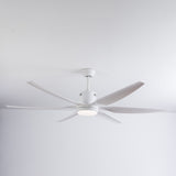 Riviera 66" Smart Ceiling Fan (White, 6 Blades) – Tuya WiFi BLDC Motor LED Dual Light Ceiling Fan