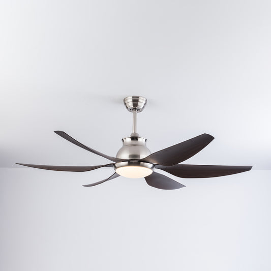 Riviera Curve 54" Smart Ceiling Fan (Sand Nickel + Dark Wood, 6 Blades) – Tuya WiFi BLDC Motor LED Dual Light Ceiling Fan