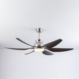 Riviera Curve 54" Smart Ceiling Fan (Sand Nickel + Dark Wood, 6 Blades) – Tuya WiFi BLDC Motor LED Dual Light Ceiling Fan