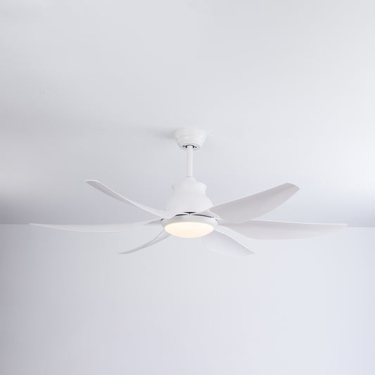 Riviera Curve 54" Smart Ceiling Fan (White, 6 Blades) – Tuya WiFi BLDC Motor LED Dual Light Ceiling Fan